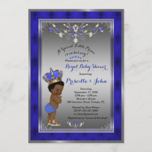 Petite invitation de prince baby shower, ARGENT