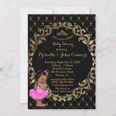 Petite invitation de princesse baby shower, noire (Devant)