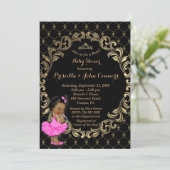 Petite invitation de princesse baby shower, noire (Debout devant)
