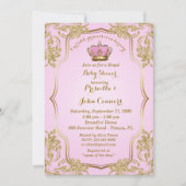 Petite invitation de princesse baby shower, or, (Devant)