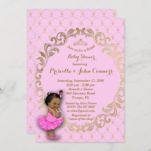 Petite invitation de princesse baby shower, or,