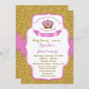 Petite invitation de princesse baby shower, or,