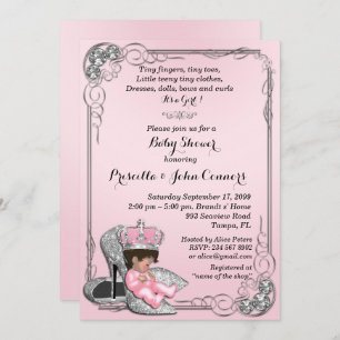 Petite invitation de princesse baby shower, rose