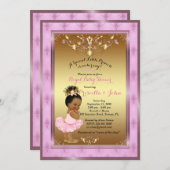 Petite invitation de princesse baby shower, rose, (Devant / Derrière)