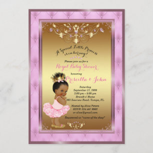 Petite invitation de princesse baby shower, rose,