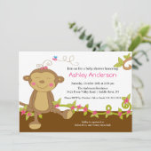 Petite invitation douce de baby shower de singe (Debout devant)