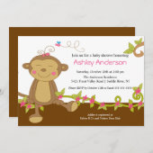 Petite invitation douce de baby shower de singe (Devant / Derrière)
