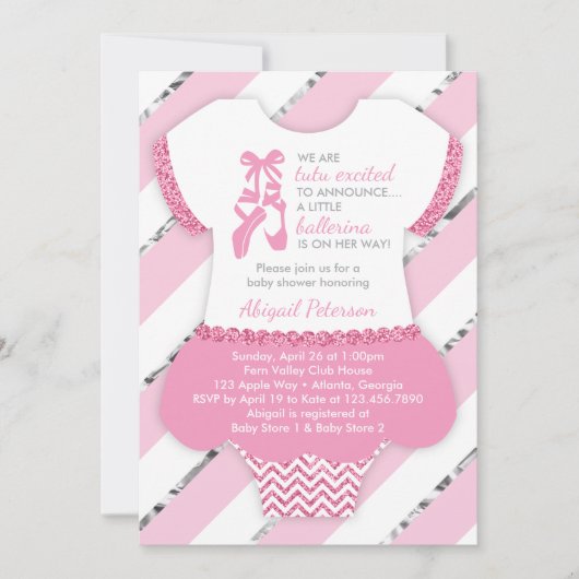 Petite Invitation douche Ballerina, Tutu, Parties  (Devant)