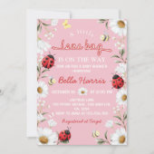 Petite Invitation Fête de Bébé Coccinelle Fleur Da (Devant)