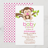 Petite invitation mignonne de baby shower de fille (Devant / Derrière)