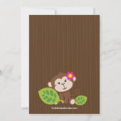 Petite invitation mignonne de baby shower de singe (Dos)