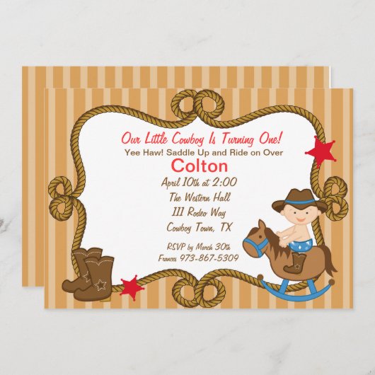 Petite invitation occidentale d'anniversaire de (Devant / Derrière)