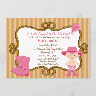 Petite invitation occidentale de baby shower de