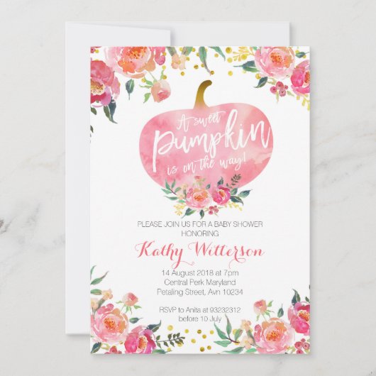 Petite invitation rose de citrouille (Devant)