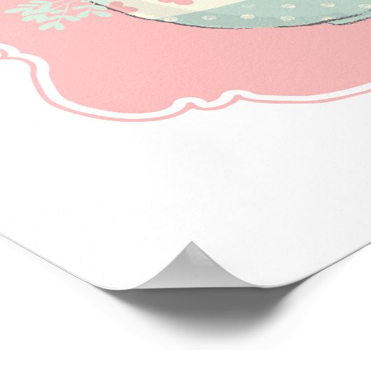 Petite lapin dans un thé Pink Nursery Poster d'art (Coin)