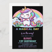 Petite licorne arc-en-ciel Invitations d'anniversa (Devant / Derrière)