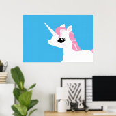 Petite licorne avec affiche à crinière rose (Bureau à domicile)
