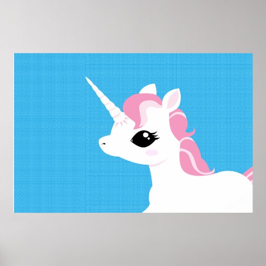 Petite licorne avec affiche à crinière rose (Devant)
