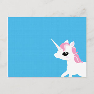 Petite licorne avec carte postale à crinière rose