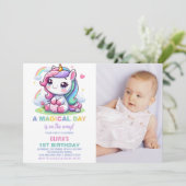 Petite licorne Invitations d'anniversaire avec pho (Debout devant)
