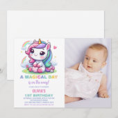 Petite licorne Invitations d'anniversaire avec pho (Devant / Derrière)