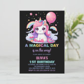 Petite licorne rose Invitations d'anniversaire (Debout devant)