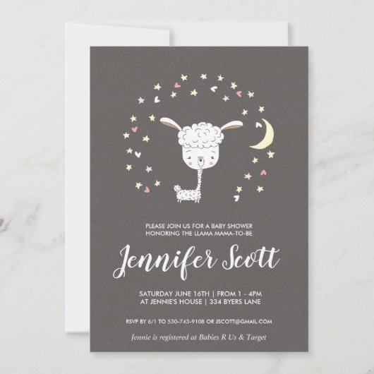 Petite Llama Baby shower Invitation (Devant)