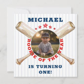 Petite lugger Baseball Photo Invitation Anniversai (Devant)