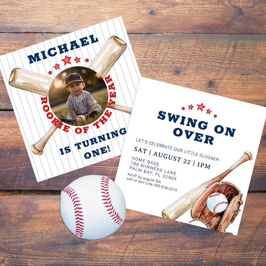 Petite lugger Baseball Photo Invitation Anniversai