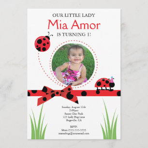 Petite Madame Bug Birthday Invitation