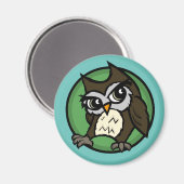 PETITE MAGNET ROND DE STYLE DE CARTOON OWL (Recto/Verso)