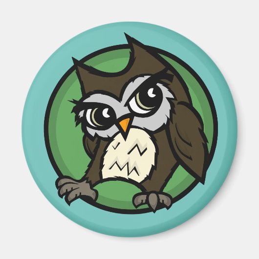 PETITE MAGNET ROND DE STYLE DE CARTOON OWL (Devant)