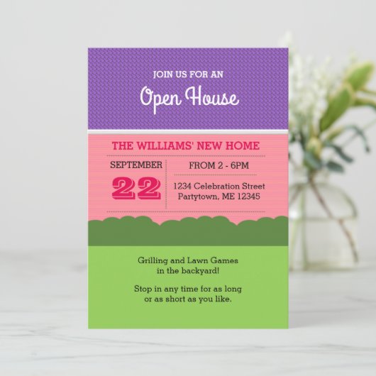 Petite Maison Rose Fun Open House Invitation (Debout devant)