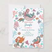 Petite mignonne Petite Sirène Invitation Anniversa (Devant)