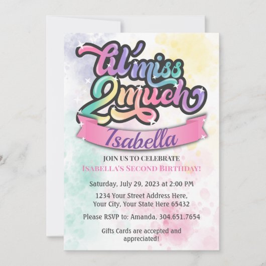 Petite Miss Deux Beaucoup Invitation Anniversaire  (Devant)