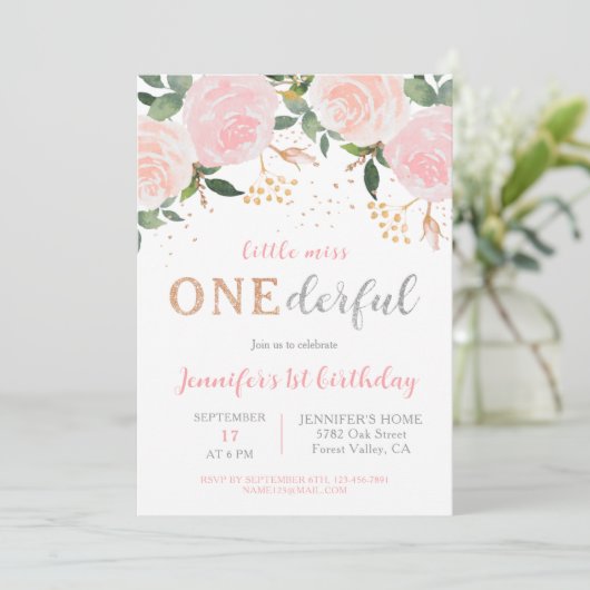 Petite Miss Onederful Invitation d'anniversaire (Debout devant)