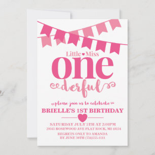 Petite Miss Onederful Invitation d'anniversaire