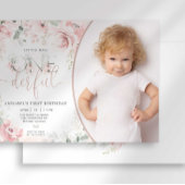Petite Miss Onederful rose Floral Invitation