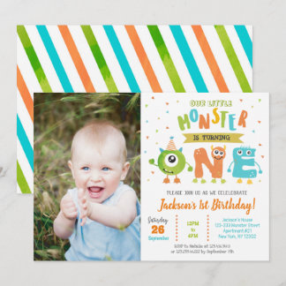 Petite Monster 1er anniversaire Invitations de fêt