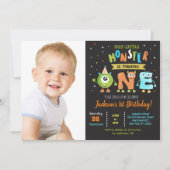 Petite Monster 1er anniversaire Invitations de fêt (Devant)