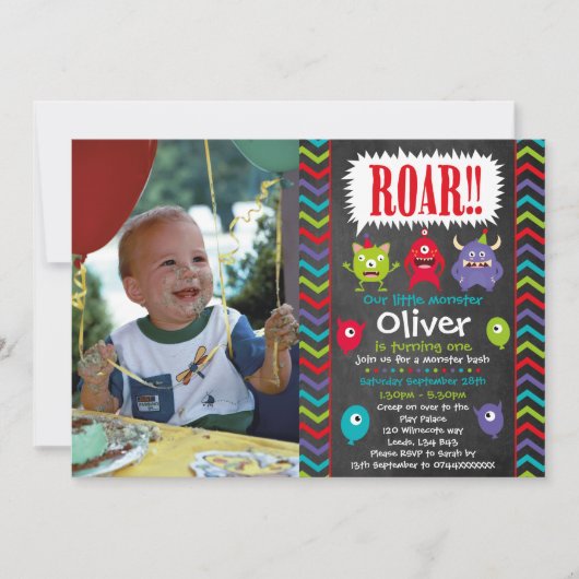 Petite Monster invitations à la fête d'anniversair (Devant)
