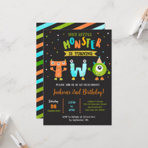 Petite Monsterst 2e anniversaire Invitations de fê