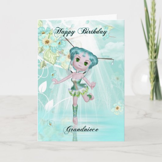 petite-nièce mignonne fée anniversaire carte de vo (Devant)