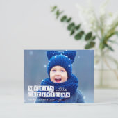 petite noël bleu typographie carte postale (Debout devant)