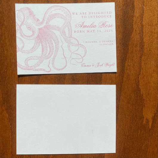 Petite Octopus Geboorte Aankondiging voor Meisje