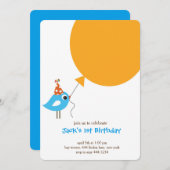 Petite Oiseau première invitation anniversaire (Devant / Derrière)