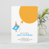 Petite Oiseau première invitation anniversaire (Debout devant)