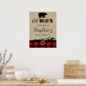 Petite ours Flannel Lumberjack Affiche de bienvenu (Cuisine)