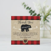 Petite ours Flannelle Lumberjack Carte de remercie (Debout devant)