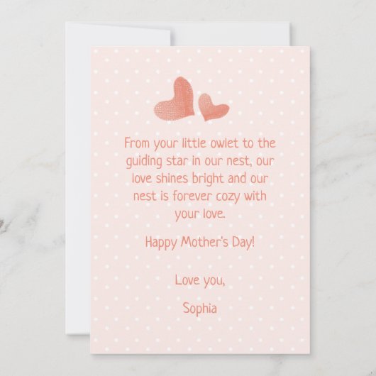 Petite Owlet Avec Maman Aime Bonne Mère Carte de j (Dos)